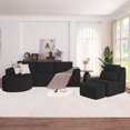 thumbnail image 2 of Soscana Living Room Furniture Set,3 Piece Bornless Sofa Set,L Shaped Corduroy Couch with Single Lounge Chair & Ottoman, Modular Sectional Sofa with Movable Footstool for Living Room,Apartment, 2 of 9