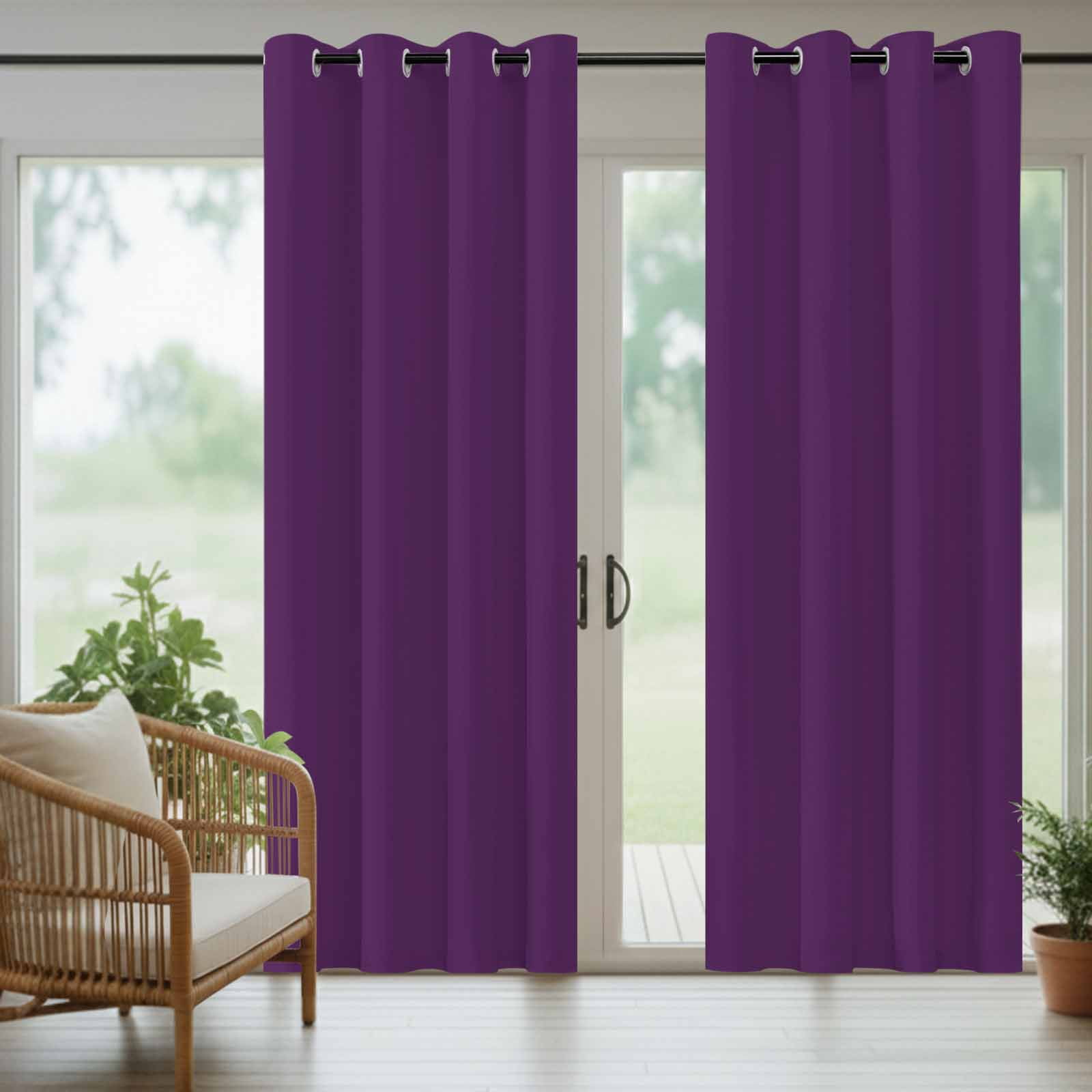 Solid Color Outdoor Curtains for Patio Waterproof, Purple Grommet Curtains for Porch Outside Privacy Drape for Gazebo Garden Pergola, 2 Panels, 54x108in