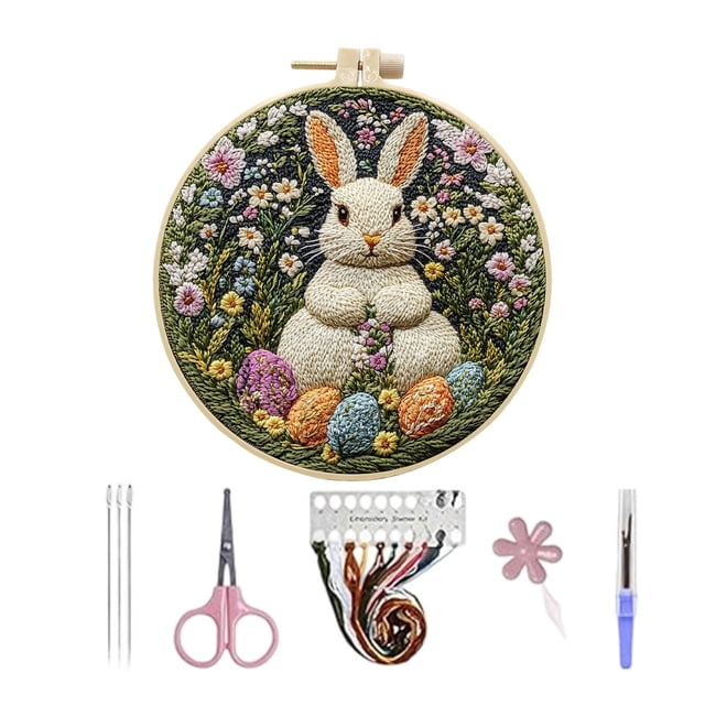 zhangmingg Embroidery Kit for Beginners DIY Art with Thread Needle and Pattern Complete Craft Supplies