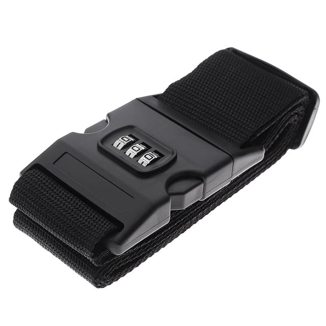 1Pc Travel Luggage Suitcase Secure Lock Durable Nylon Packing Strap Belt Black