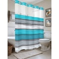thumbnail image 3 of Blue Grey Stripes No Hook Shower Curtain and Liner Set Retro Coastal Style Wood Texture Shower Curtains with Snap-in Liner & See Through Top Window Hotel Style for Bathroom Decor 72x84 Inch, 3 of 8