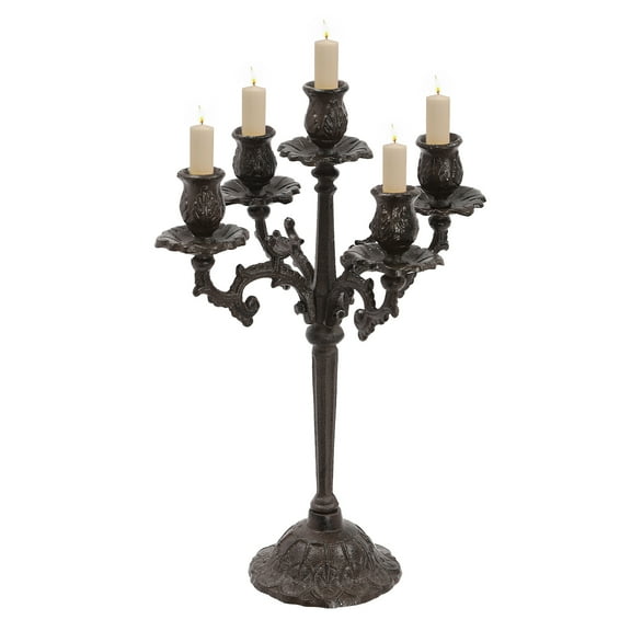 5-Arm Vintage Candle Holder, Heavy Duty Cast Iron Candlestick Holders ,Table Candelabra Stand ,Decorative Pillar Candle Stand for Christmas Birthday Wedding Home Party
