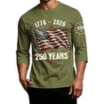 thumbnail image 3 of Havenx Men's American 250th Anniversary T-Shirt Three-quarter Sleeve Crew Neck Shirts American Flag Design Tshirts Patriotic We the People 1776 Workout Tees,Camouflage Green XL, 3 of 5