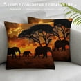 thumbnail image 3 of Qinduosi  Throw Pillows Covers Black Silhouette Elephants African Wild Animal Herd in The Sunset Home Decorative,Cushion Cover for Bedroom Sofa Living Room Pack of, 3 of 5