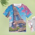thumbnail image 4 of Blossoming Paris Eiffel Tower T Shirts Basic T-Shirt Short Sleeve Ladies Tee Shirt Summer Graphic Clothing, 4 of 6