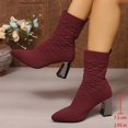 thumbnail image 5 of Taqqpue Women's Sock Boots Plus Size Pointed Toe Slip On Stretch Mid Heel Comfortable Ankle Booties for Women Size 5.5-11 Fashion Stretch Shoes Casual Walking Footwear Trendy Street, 5 of 10