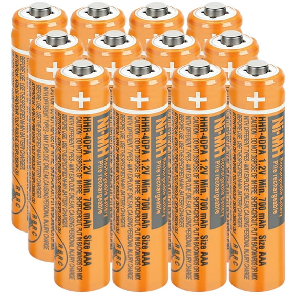 12-Pack NI-MH AAA Rechargeable Battery 1.2V 700mah HHR-4DPA AAA Batteries for Panasonic Cordless Phones, Remote Controls, Electronics