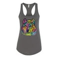thumbnail image 3 of Colorful Majestic Neon Atric Wolf | Dean Russo Art Animal Lover Ladies Racerback Sleeveless Top, Dark Grey, XL, 3 of 5