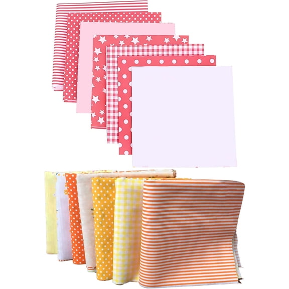 14 Pcs Cotton Fabric Squares for Quilting, Red and Orange Floral DIY Craft Fabric, 19.7 x 19.7 in / 50 x 50 cm Pre-Cut Fabric for Sewing, Patchwork, Bag Making, and Creative Projects
