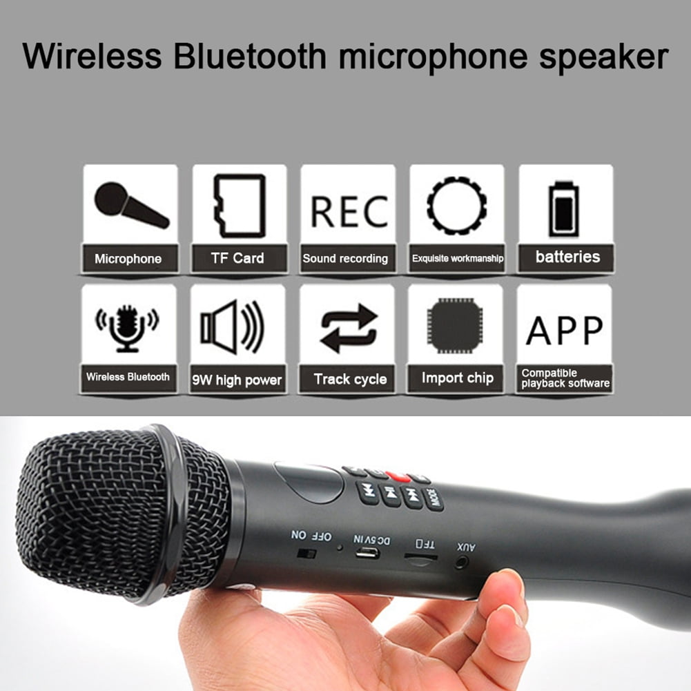 Deyuer 3 in 1 Wireless Karaoke Bluetooth-compatible Speaker Handheld Singing Recording Microphone