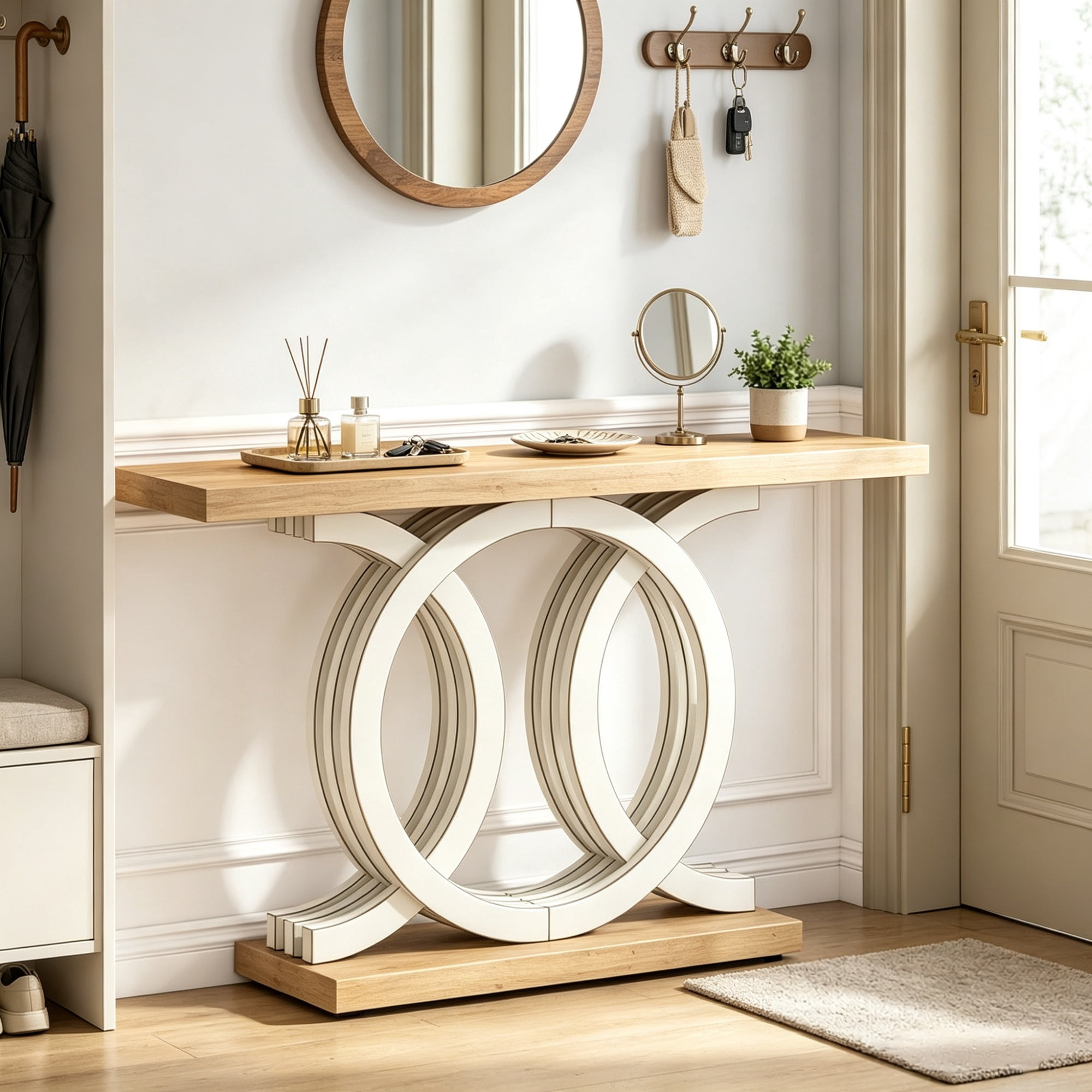 55 in Geometric Entryway Console Table, Modern Living Room Accent Table