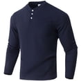 thumbnail image 4 of Timegard Long Sleeve Shirts for Men Fall Casual Breathable Button V Neck Shirts with Pocket Golf Work Solid Color Tee(Navy,M), 4 of 7