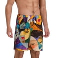 thumbnail image 2 of Balery Abstract Musical Faces Pantalones cortos de pijama de punto de algodón para hombre con cinturilla y bolsillos-Large, 2 of 6
