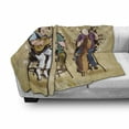 thumbnail image 2 of Musical Soft Flannel Fleece Throw Blanket, Group of Men Playing Instruments on Chairs Old Fashioned Performance Hobby, Cozy Plush for Indoor and Outdoor Use, 50" x 60", Multicolor, by Ambesonne, 2 of 5
