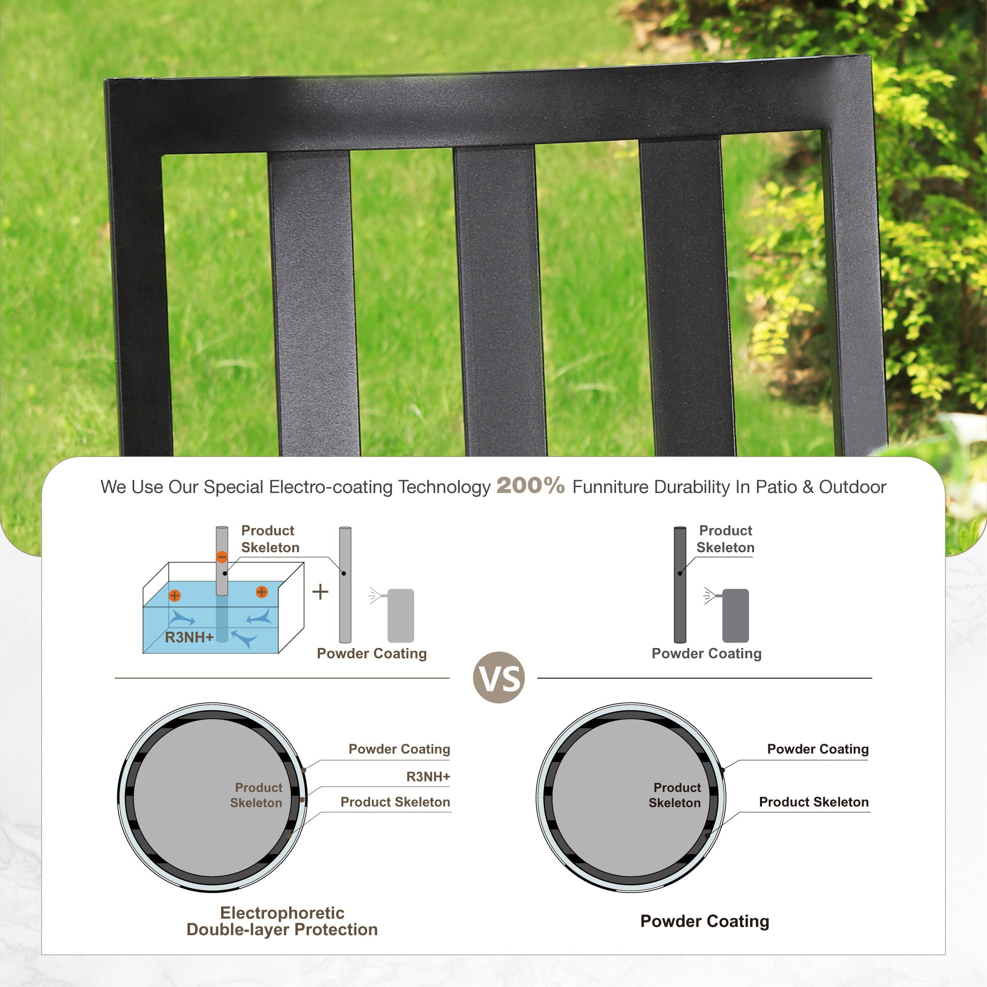 Sophia & William Metal Outdoor Patio Dining Chair Stackable Chairs Set of 2 in Black