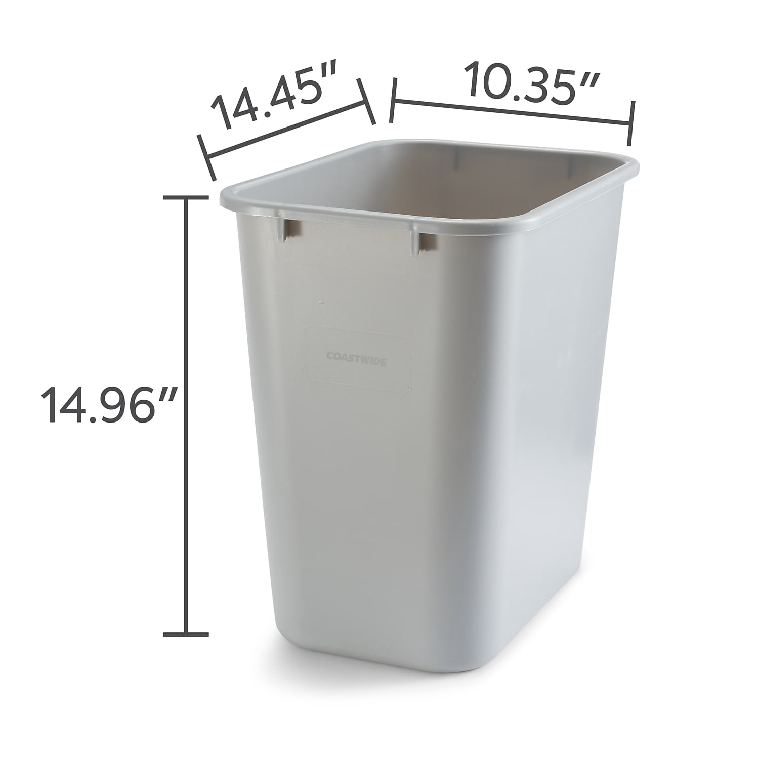 COASTWIDE Indoor Trash Can w/out Lid Gray Soft Plastic 7 Gal CW56431