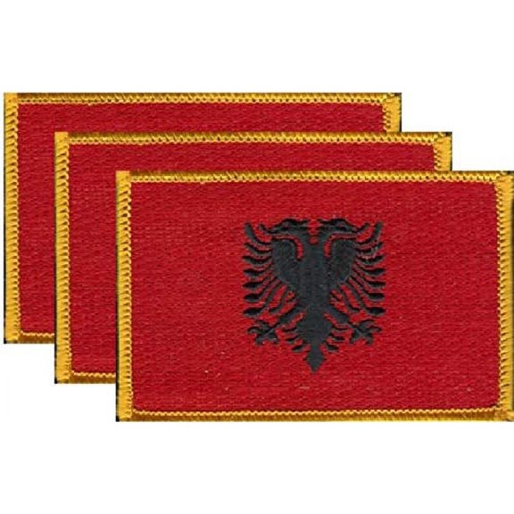 Albania Embroidered Flag Patch 2.25x3.50 inches Pack of 3