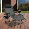 thumbnail image 2 of Sun-Ray Oversized Patio Chair with Leg Stabilizers and Big Cupholder, Adjustable Zero Gravity Folding Reclining Outdoor Chair with Pillow, Black, 2 of 19