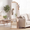 thumbnail image 3 of Costway Full Length Mirror Coat Rack Solid Wood Standing Mirror w/Clothes Hanger, 3 of 10