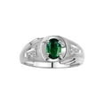 thumbnail image 1 of RYLOS Men's Rings Sterling Silver Rings Classic Designer Style 8X6MM Gemstone & Diamond Ring Green Sapphire September Birthstone Rings For Men Size 9, 1 of 7