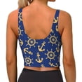 thumbnail image 3 of Bixox Women's Anchors and Nautical Pattern Fitness Navel Tank Top U-Back Yoga Tank Top Sweatshirt Sports Bra, 3 of 7