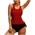 thumbnail image 2 of ylioge Womens Built in Bras Swimsuits Tankini with Shorts Two Piece Bathing Suits Ladies Casual Solid Color Beach Surfing Swimming Tankinis, 2 of 5