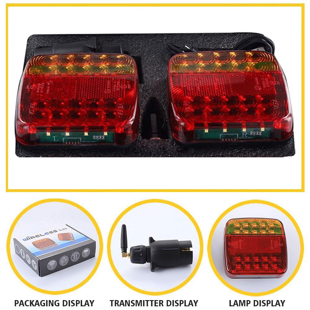 QHUDLV Wireless Rear Trailer Lights, Rechargeable Universal Trailer LED, LED Towing Tail Light with Strong Suction Cup Base for Towing Vehicles, Trucks, Boats, RVs, Towing Vehicles