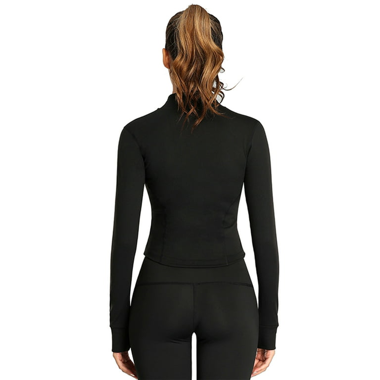MAWCLOS Womens Zip Up Sexy Compression Jacket Long Sleeve with