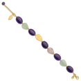 thumbnail image 2 of Diamond2Deal 925 Sterling Silver Gold-Plated Amethyst/Fluorite/Jade 1in ext. Bracelet for Women 9", 2 of 7