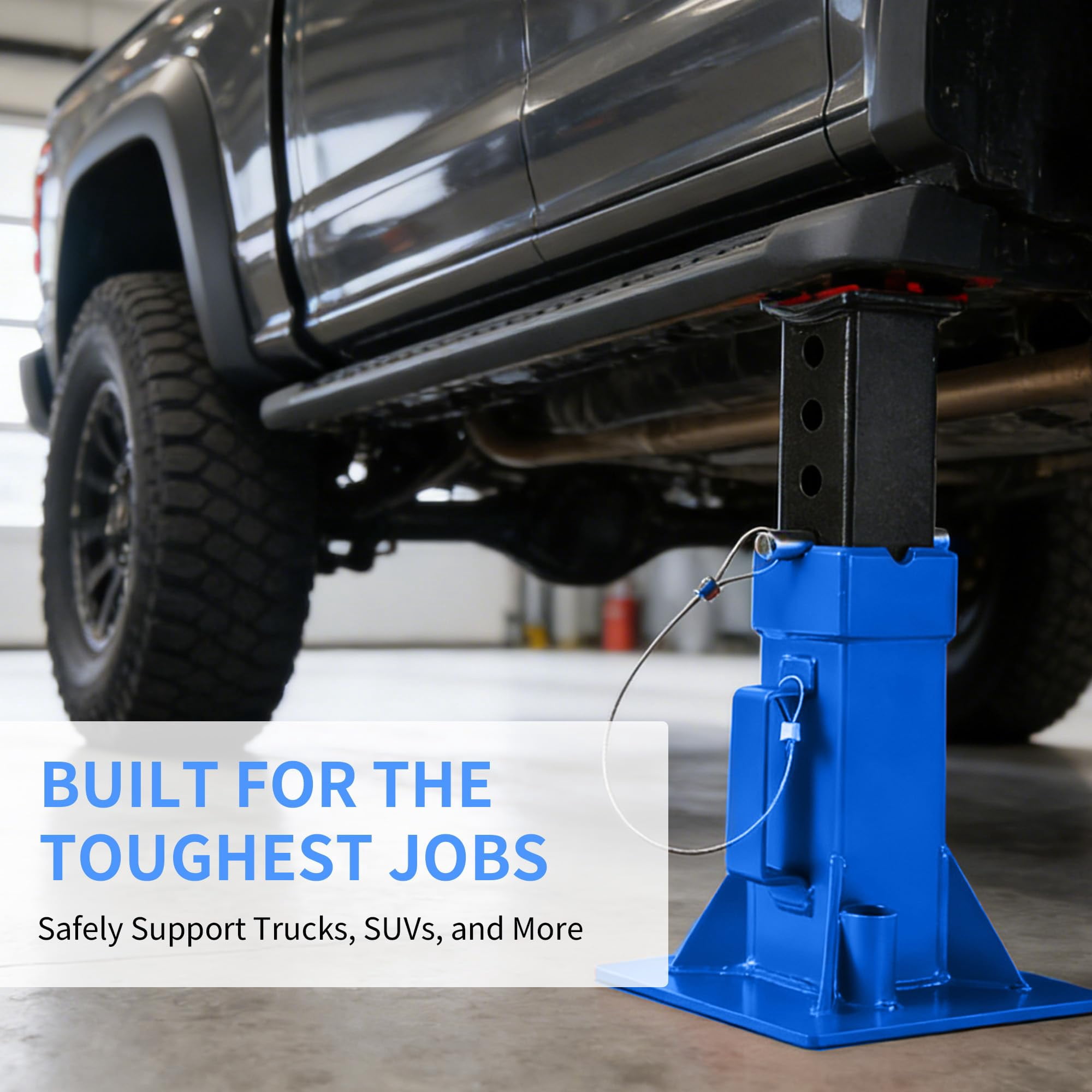 2-Pack Blue 12 Ton Pin Type Adjustable Height Heavy Duty Jack Stands