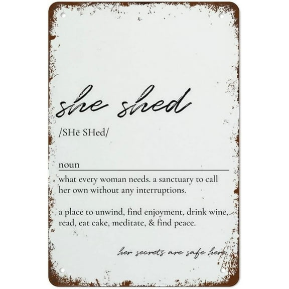 Funny Vintage Wall Sign Decor She Shed Definition Wall Art She Shed Sign Wall Art For Home Kitchen Wall Bar Coffee Shop Decoration 8x12inch
