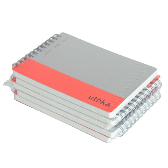 Utoka Pocket Size Notebook 4mm Graph Red 90 Sheets 4.2 x 6.5 5 Pack