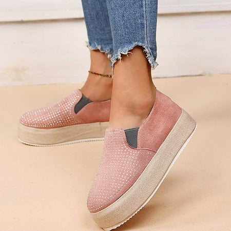 

LnjYIGJ Women s Sneakers Autumn New Style Large Size Hemp Rope Round Head Low Cut Female Solid Color Rhinestone Foreign Trade Casual Shoes