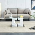 thumbnail image 3 of Hassch Glass Coffee Table for Living Room, Modern Tempered Glass Tabletop and MDF Legs, Modern Coffee Table, White, 3 of 8