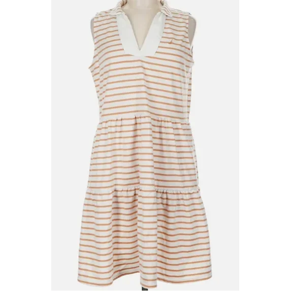 Nautica Women's Tiered Dress (Almond/Ivory, Medium)