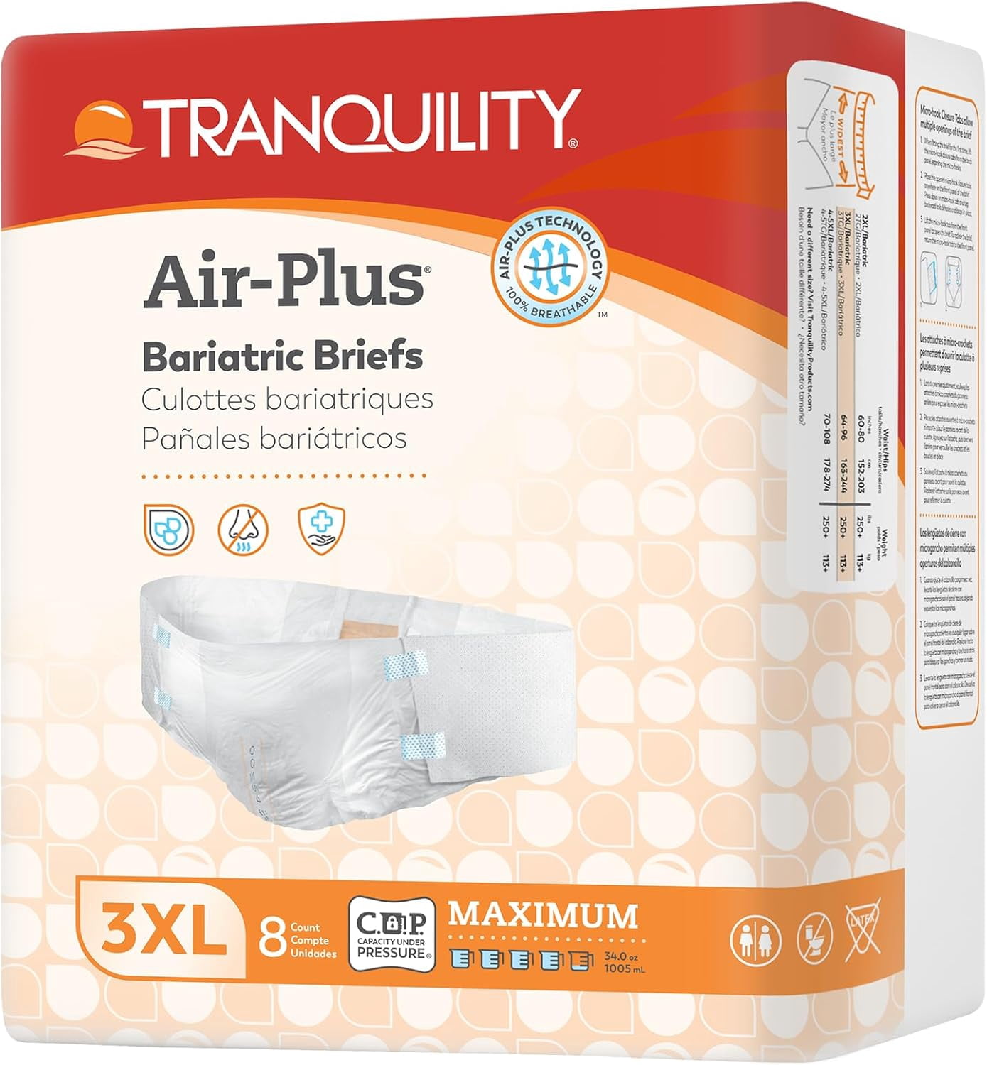 Tranquility Bariatric 3XL Incontinence Diaper with Side Panels, 64