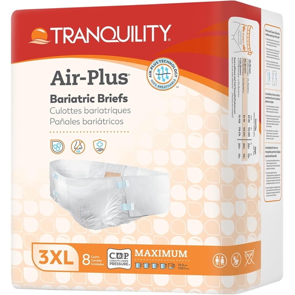 Tranquility Bariatric Adult Incontinence Brief 3X-Large Heavy Absorbency Bariatric, 2190, Maximum, 8 Ct