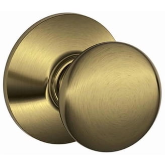Schlage Plymouth Door Knob - Hall & Closet Passage Lock In Bright Brass | Interior Door Hardware, No Lock