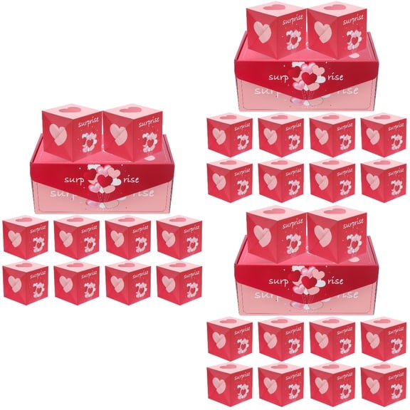 3 Sets  Valentine Day Paper Explosion Gift Box Treat Goody Bouncing Box Party Paper Boxes