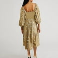 thumbnail image 3 of Generic Women Bohemian Floral Dresses Square Neck Ruffle Swing A Line Maxi Dress Long Sleeve Beach Long Dress With Pokets, 3 of 3