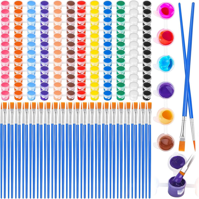 Mini Acrylic Paint Set for Crafts, 12 Colors Individual Clay Paint Craft Acrylic for Birthday PartySip & Paint Night