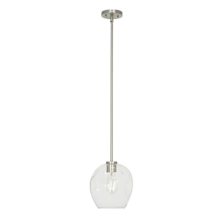 

Cresswell Lighting 9 Modern Brushed Nickel Clear Glass Round Mini Pendant Ceiling Light