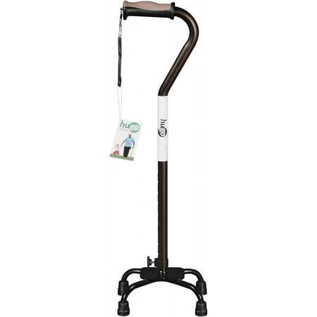 Hugo Adjustable Ergonomic Quad Cane for Right or Left Hand Use, Cocoa, Small Base