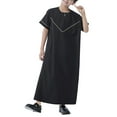 thumbnail image 6 of KAUOD Boys Short Sleeve Muslim Thobes 𝐈slamic Kids Half Zipper Eid Traditional Prayer Kaftan Thobes Toddler Abaya Clothes, 6 of 7