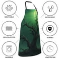 thumbnail image 5 of Naloa Green Night Sky Moon Branches Apron Kitchen Aprons with Pockets for Women Men Chef, 5 of 8