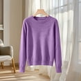 thumbnail image 4 of cocolona Texture Knitted Sweater for Women Crew Neck Long Sleeve Casual Sweater Solid Color Trendy Fall Winter Sweater, 4 of 6