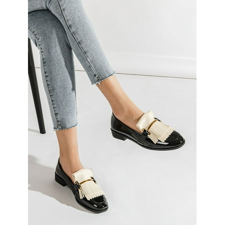 

Metal Decor Fringe Design Flats Women‘s Footwear