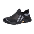 thumbnail image 3 of Domzle Men's Breathable Mesh Sneakers | Slip-On Athletic Shoes | Lightweight Casual Sports Style with Rubber Sole Black Wide 7.5, 3 of 5