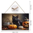 thumbnail image 2 of Funny Black Cat Decor Skull Skeleton Wooden Hanging Sign Happy Halloween Patty Decor All Saints' Day Decor Horror Wood Wall Art Halloween Decoration Indoor Decor 10"x16", 2 of 8