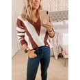 thumbnail image 3 of Suéter PRETTYGARDEN 2025 con Cuello en V y Rayas, Talla M, 3 of 5